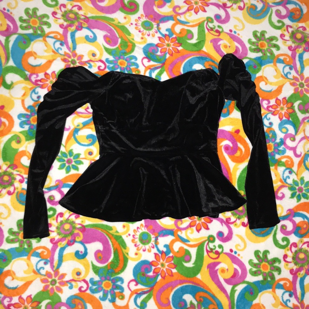 Black Velvet Peplum Top